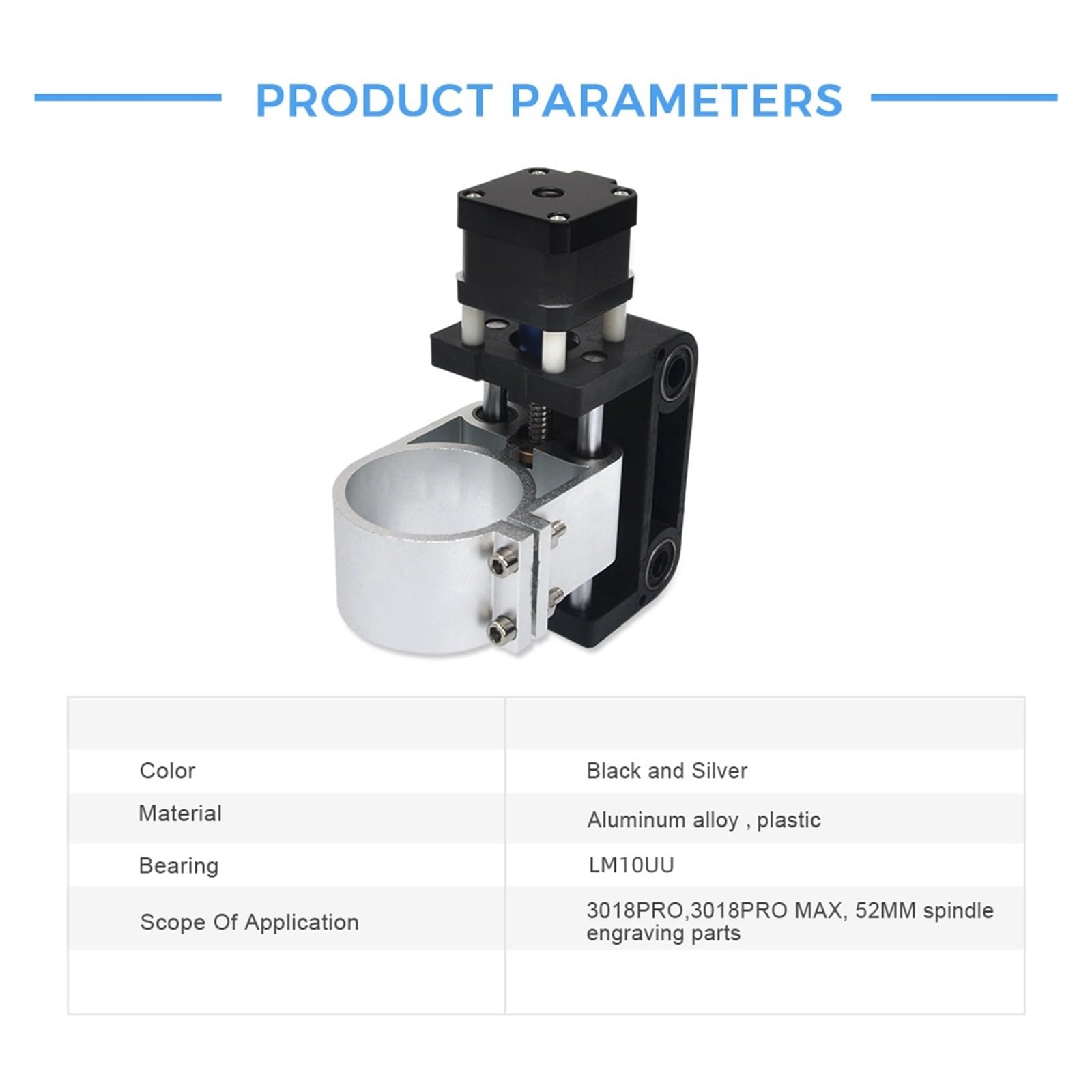 Z Uchwytem Wrzeciona 52mm Do Części Maszyn Grawerowania CNC 3018 Pro Akcesoria Cicha, Wydajna I Stabilna Praca(Silver Z-axis only)