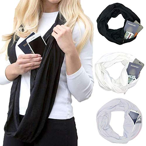 DECDEAL Lenço de bolso com zíper macio para mulheres moda outono inverno quente e sólido azul O ring