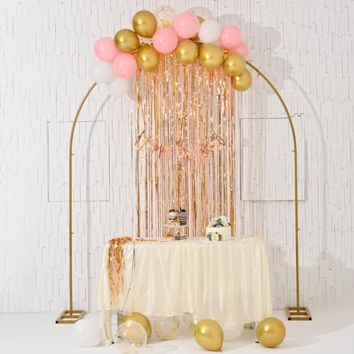 Image of Vincidern Wedding Arch Backdrop Stand 7.8FT, Party Balloon Arch Stand for Birthday, Bridal Baby Showers, Metal Wedding Arch Frame for Ceremony Decoration Arch Stand Backdrop Gold(with Water Base)