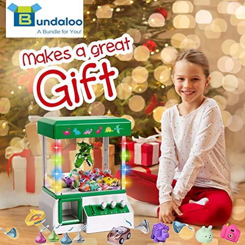 Bundaloo Claw Machine Arcade Game Candy Grabber & Prize Dispenser Vending Toy for Kids with Lights Sound & Mini Dinosaurs (Green Dinosaur) - Thumbnail 7