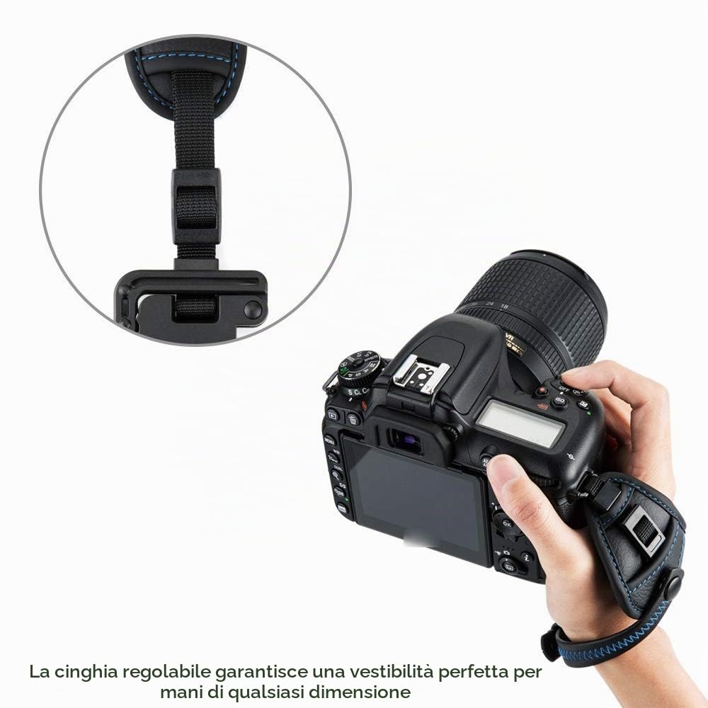 JJC Cinghia da polso con piastra tipo U per fotocamera DSLR Canon, Nikon, Olympus, Sony, Panasonic, Pentax
