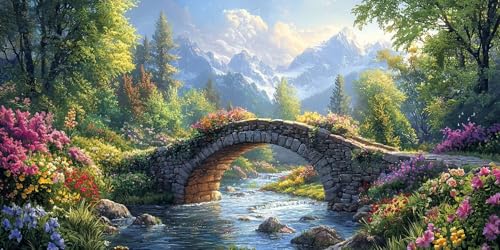 Diamond Painting Le ruisseau Arch Bridge 60x120cm - Kit complet broderie diamant rond