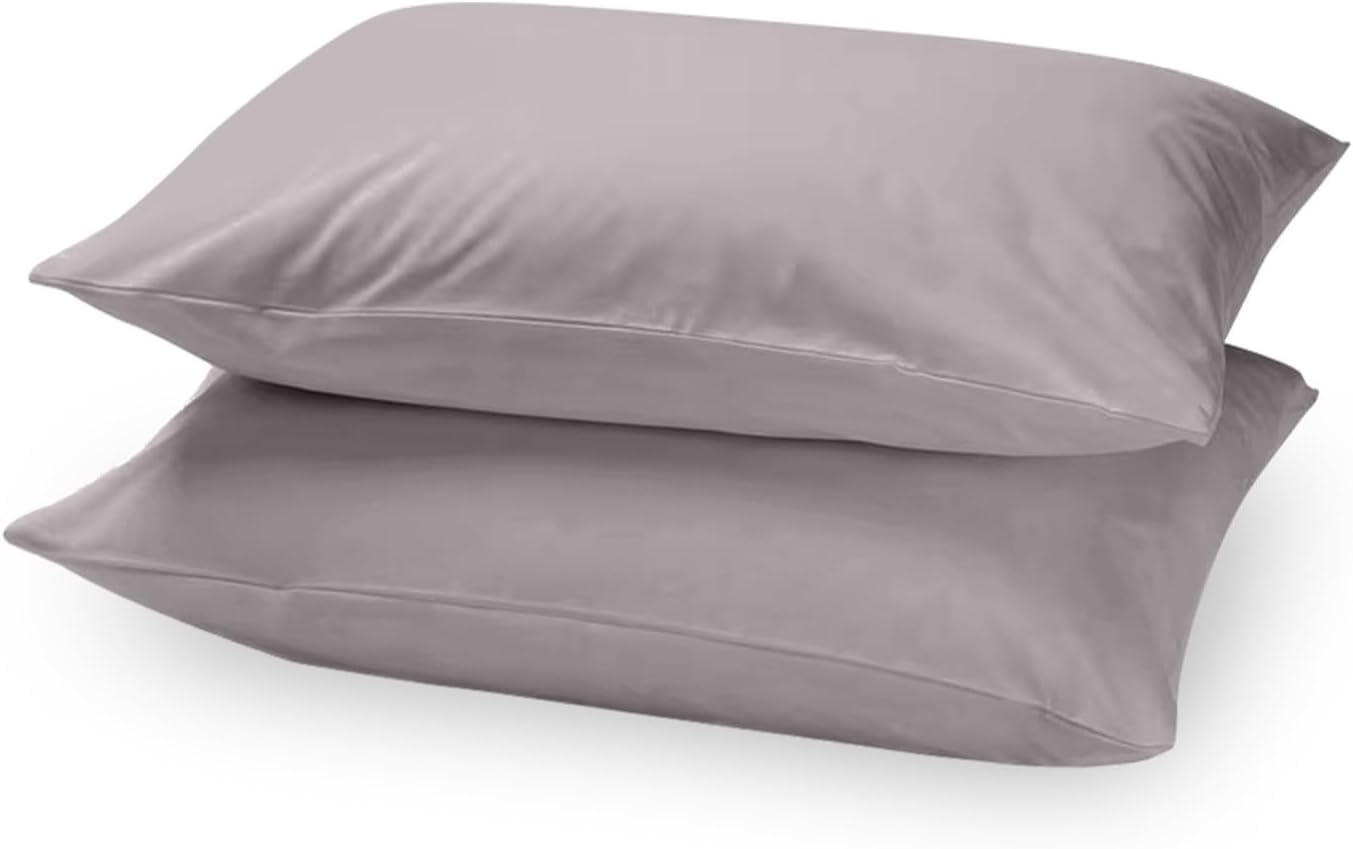 Pair of Housewife Pillowcases, Polycotton Plain Pillow Covers, Envelope Closure Best Anti Wrinkle Pillow Case, Grey