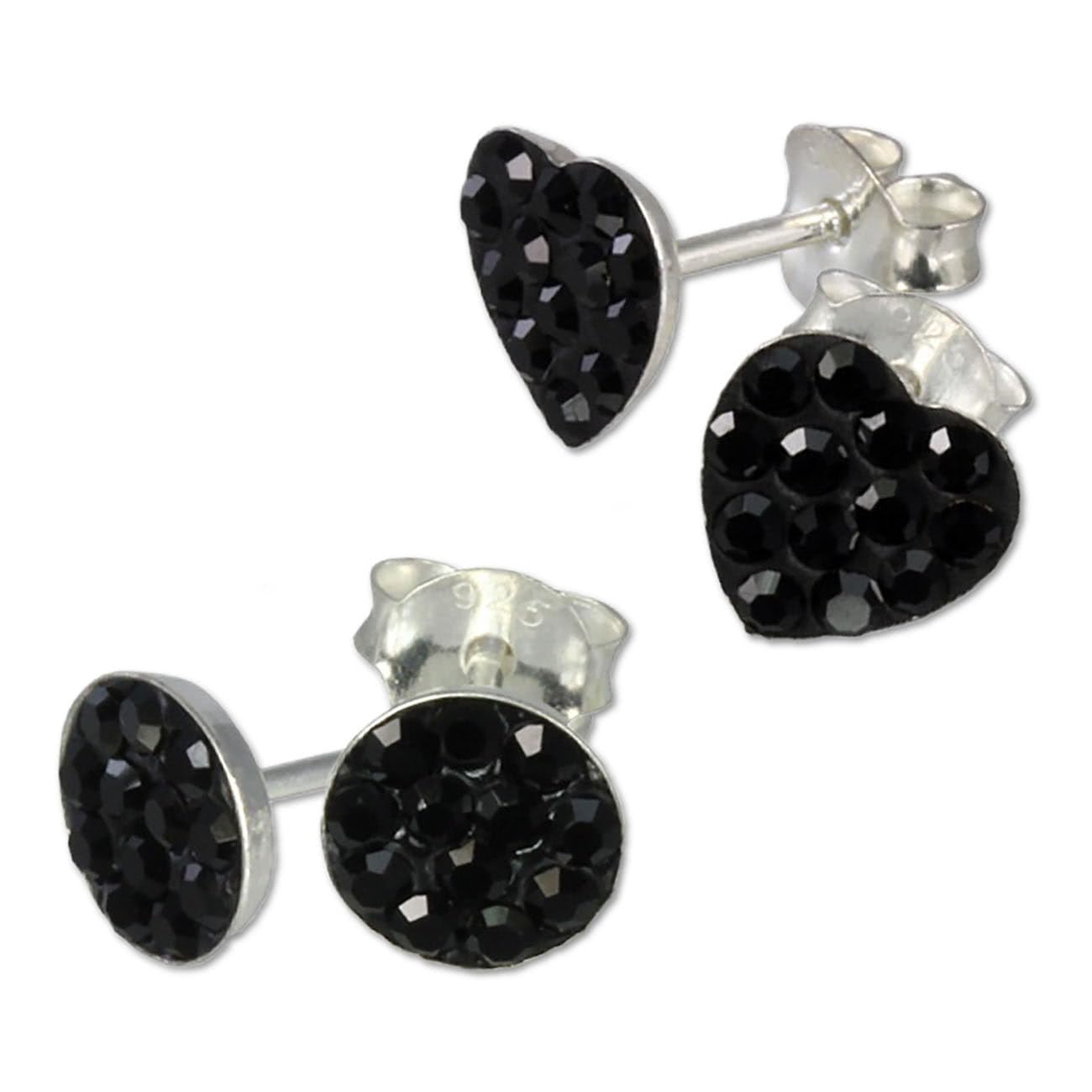 Silberdream Orecchini Cuore Aperto Zirconia Nero Orecchini 925 Argento