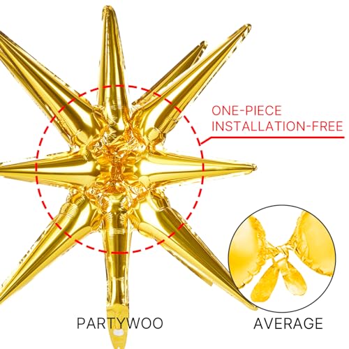 Image of PartyWoo Metallic Gold Star Spike Balloons 10pcs Explosion Foil Balloons