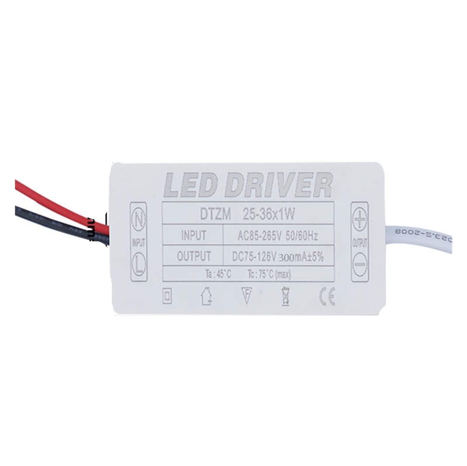 PWANUIGTE LED Driver 300mA 1-3w 4-7w 8-12w 18w 20w 18-25w 25-36w Constant Current Power Supply(25-36W 300mA)