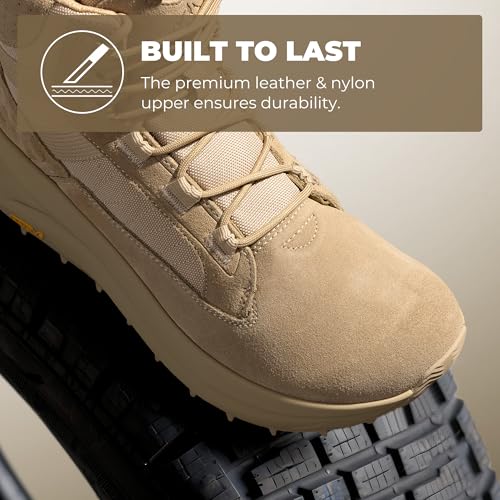 Image of NORTIV 8 Men's Wide Toe Box Work Tactical Boots | Barefoot low drop leather military boots with side zipper for hiking, motorcycle riding and combat Pikes