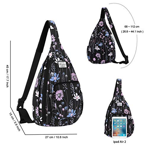 KAMO Sling Backpack - Travel Rope Bag Crossbody Pack for Women Men Teens - Waterproof Outdoor Shoulder Backpack for Trekking Bicycle Sport Hiking Camping