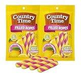 Country Time Candy Filled Ropes Sour N' Sweet Lemonade Gummy Candy Sticks, Soft & Chewy Twist Candy 3 oz. - 2 Pack by Macco
