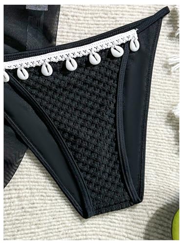 OYOANGLE Girl's 3 Piece Bathing Suits Textured Triangle Halter Bikini Set with Beach Skirt Cover Up4