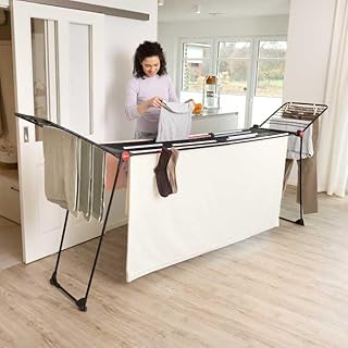 Vileda Infinity Flex Ultimate, Étendoir Télescopique Extensible, Grand Séchoir à Linge, Structure Extra Stable, Moins de Marques Grâce aux Tubes XXL, Ailes Hautes, Séchoir Déjà Assemblé