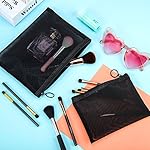 6 Pieces Mesh Makeup Bags Mesh Cosmetic Bag Portable Travel Organizing Zipper Pouch Toiletries Makeup Pouches for Home Office Travel Accessories (Black) - Image 4