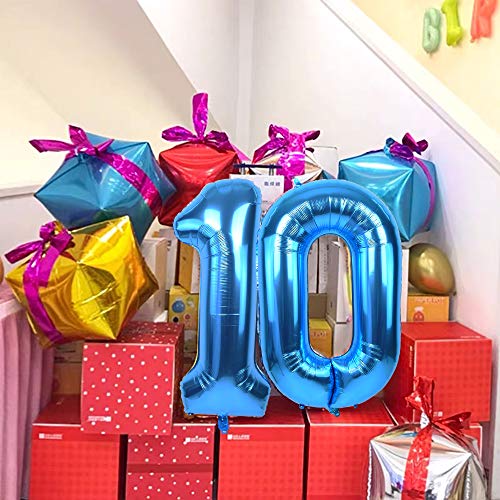 Image of TONIFUL 40 Inch Blue Number 7 Balloons Large Foil 7th Birthday Decorations | Blue 7 Balloon for 2027 Graduation New Year Party, 7th 17th 27th 37th Birthday, Blue Birthday Decor for Men Women Boys Girls