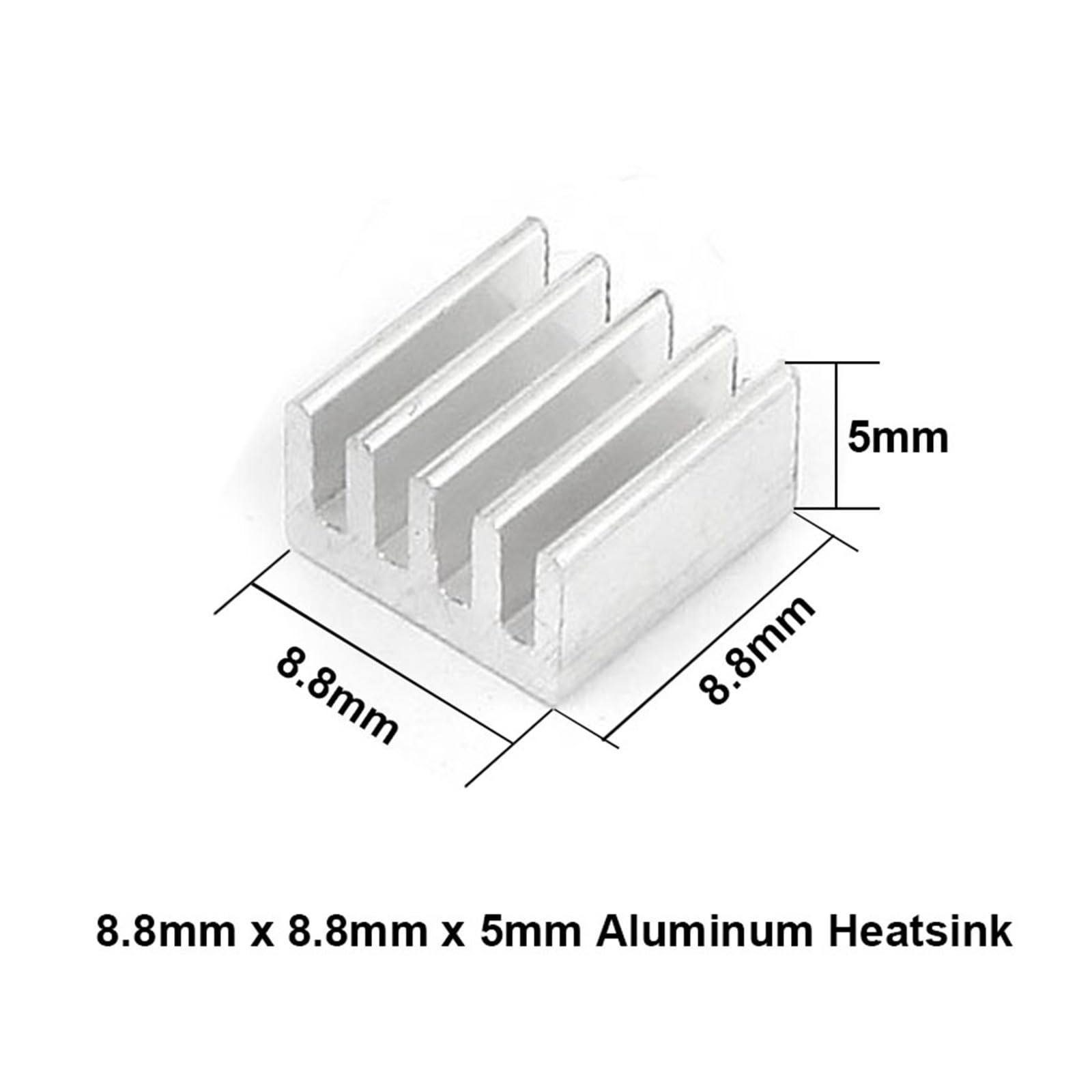 Używany w chłodnicach z chipem 5 sztuk Radiator aluminiowy 8,8x8,8x5mm Chłodnica układu elektronicznego Chłodnica do procesora, pamięci RAM, GPU, radiatora układu A4988(W 3M9448A Tape)