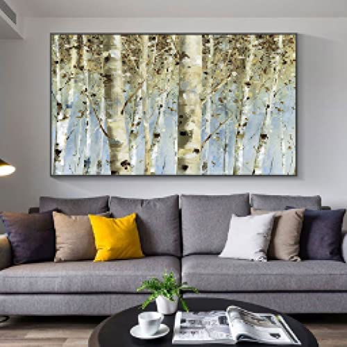 Peinture murale forêt de bouleaux sur toile | Impression d'art grand format 90x180