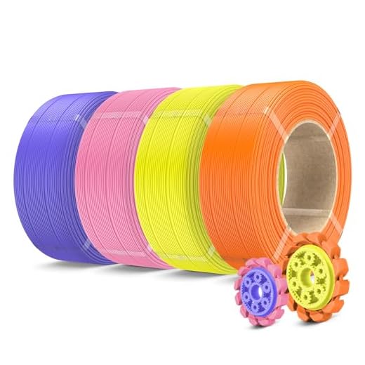 SUNLU 500g PLA+2.0 3D Printer Filament Refill, High Toughness PLA+ Filament 4 Packs, No-Spool 3D Filaments Refill 1.75mm Compatible with Bambu Lab 3D Printers, Sunny Orange+Yellow+Pink+Lavender Purple
