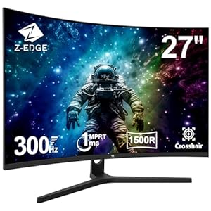 Z-Edge Gaming Monitor Gebogen 27'' 300 Hz (DP1.4*2), 1ms, FHD, FreeSync, 240Hz (HDMI2.0*2), 16:9 LED-gamingmonitor, Verstelbare kanteling, HDR, VA, 3000:1, RGB VESA 100*100mm(DP-kabel meegeleverd)