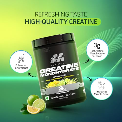 Image of MuscleTech Platinum Creatine Micronized Powder | 83 Servings, Citrus Blast | Improves Strength, Power & Muscle Recovery |Muscletech Creatine Flavored - 315g