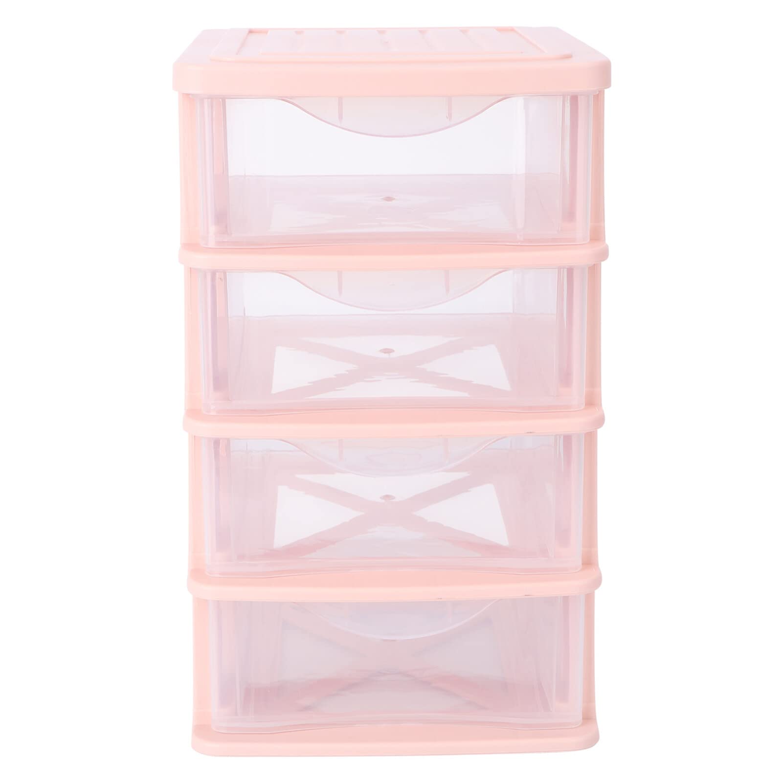Boîte de Rangement Cosmétique à Tiroirs, 4 Compartiments, PP Rose