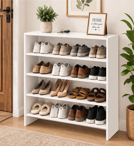 Image of Enigmatic Woodworks Wooden Shoe Rack for Home, Shoes Chappal Slippers Organizer Stand, Small Shoerack Organiser DIY (Do it Yourself) (SR-5T White)