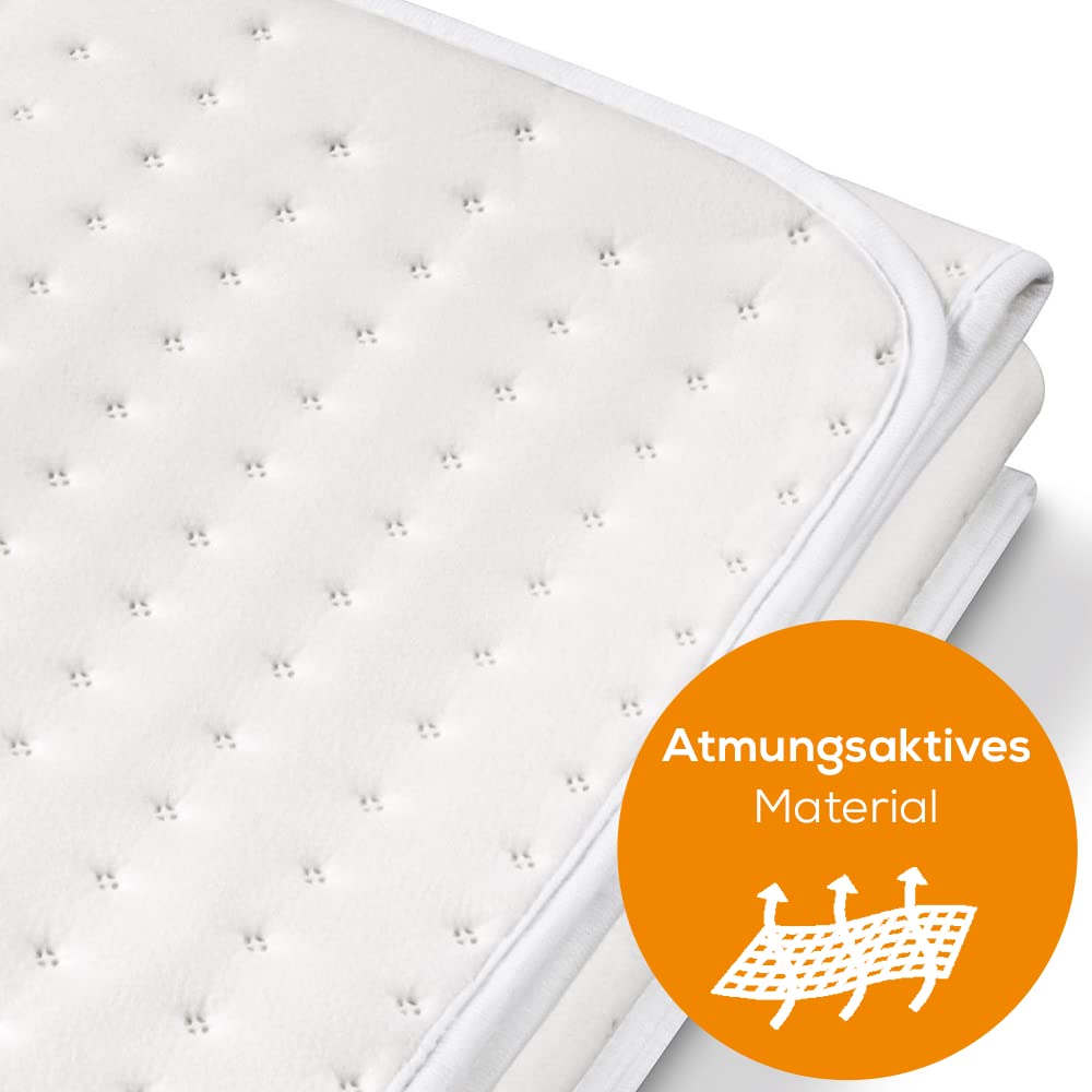 Beurer TS 26 Doppel-Wärmeunterbett, extragroßes XXL-Format mit separat einstellbaren Temperaturzonen für zwei Personen, zwei Schalter mit je 3 Temperaturstufen, Maschinenwaschbar, 150 x 140 cm