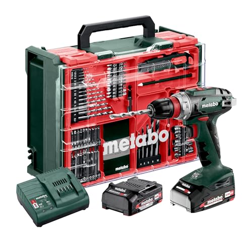 metabo perceuse visseuse sans fil bs 18 quick set 602217710 18 v 2 ah li ion brushless, + 2 batteries, + mallette, + ch