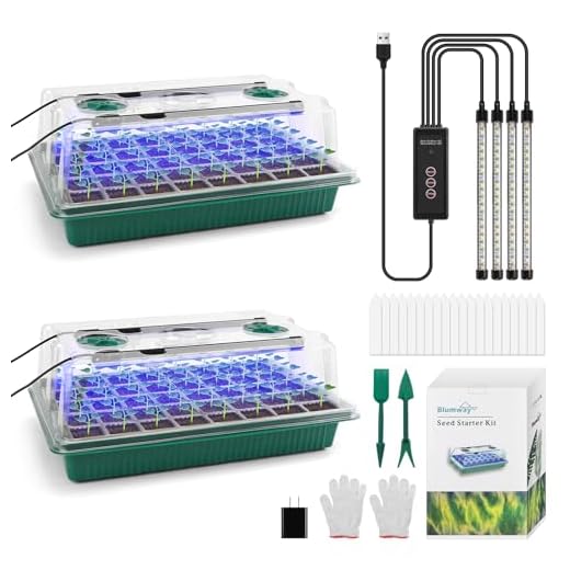Upgrade Setzling Starter Tabletts mit Wachstumslicht, 80 Zellen Sämling Tablett mit Luftfeuchtigkeitskuppel, Mini Gewächshaus Anzucht Set für verwurzelte Setzlinge, Ideal für Sämling Pflanzenkeimung