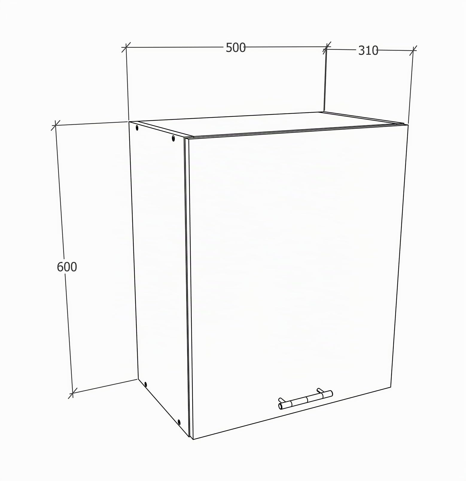 VCM Esilo - Armario de Cocina (50 cm de Ancho, Puerta de Madera), Color Blanco