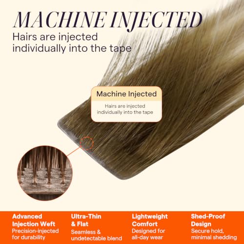 Image of Full Shine Injected Tape ins, Honey Walnut, 14 Inch