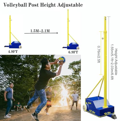 Pali da badminton con telaio a rete, pali da pallavolo/badminton per cortile, supporto resistente per pallavolo con 2 reti, altezza regolabile da 12 a 2 m, per interni/esterni/adulti/scuola