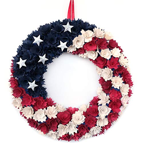 Idyllic July 4Th Wreath Boxwood Handcrafted Memorial Day Wreath Festival Garland Decoration Front Door Wall Home Decor thumb #2
