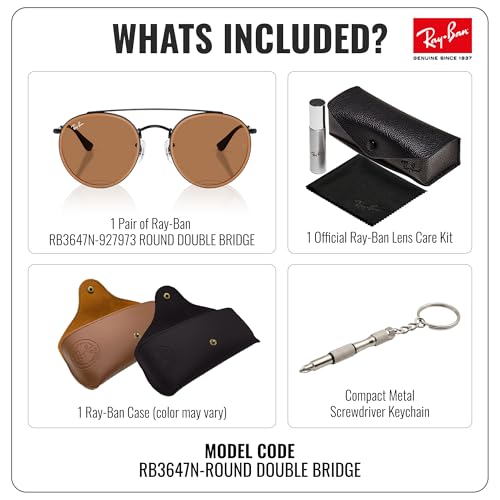 Image of Ray-Ban RB3647N ROUND DOUBLE BRIDGE Round Shaped Sunglasses for Men & Women with Official RAYBAN Eyewear Kit