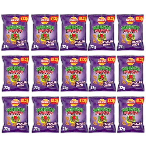 15x72g Big Bags Walkers Monster Munch Pickled Onion Full Box Of Crisps RRP Price Marked