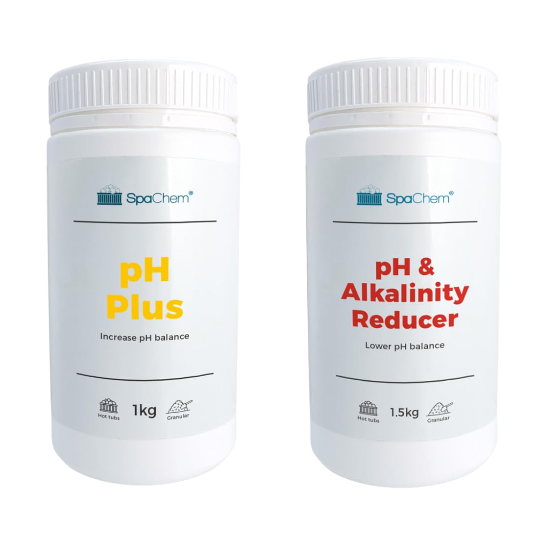 SpaChem PH Water Balancing Bundle 1kg pH+ Plus & 1.5kg pH- Minus for Swimming Pools, Hot Tubs, Spa, Swim Spas
