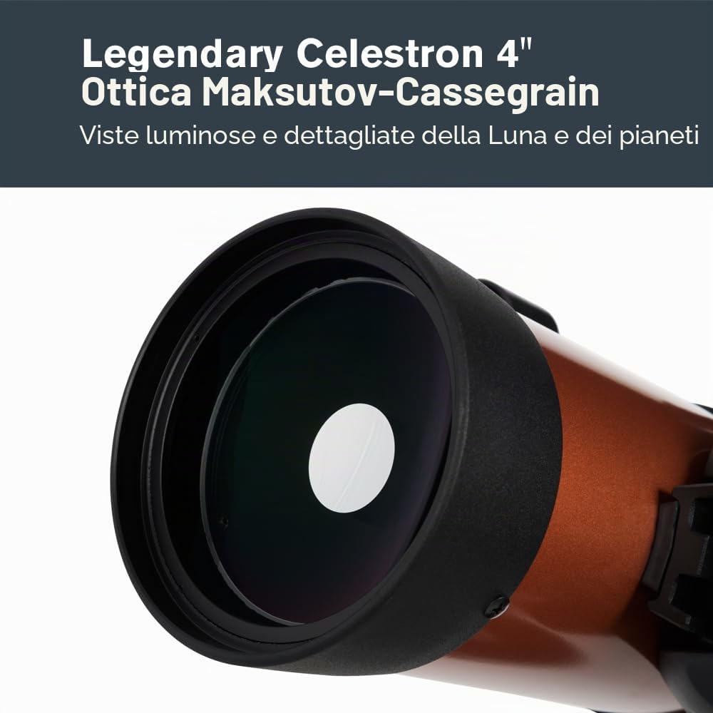 Celestron 11049 NexStar 4SE Telescopio Maksutov-Cassegrain computerizzato con montatura completamente automatica, tecnologia SkyAlign e rivestimento XLT, nero/arancio