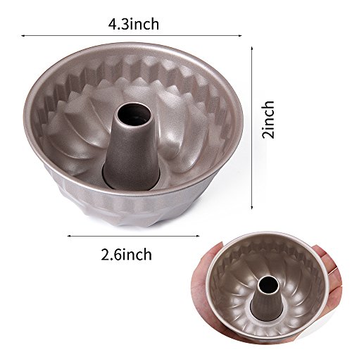 LUFEIYA Mini Bundt Pan 4 Inch Nonstick Carbon Steel for Instant Pot Kugelhopf Mold Flute Flan Baking Cake Pans Small Set of 4