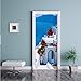 Produktbild Xiaodan's shop Tür Aufkleber Griechenland Santorini Weiß Blau Kreative Szene Ansicht Ägäisches Meer Aufkleber DIY Schlafzimmer Wandhauptdekor PVC Poster 95X215 cm