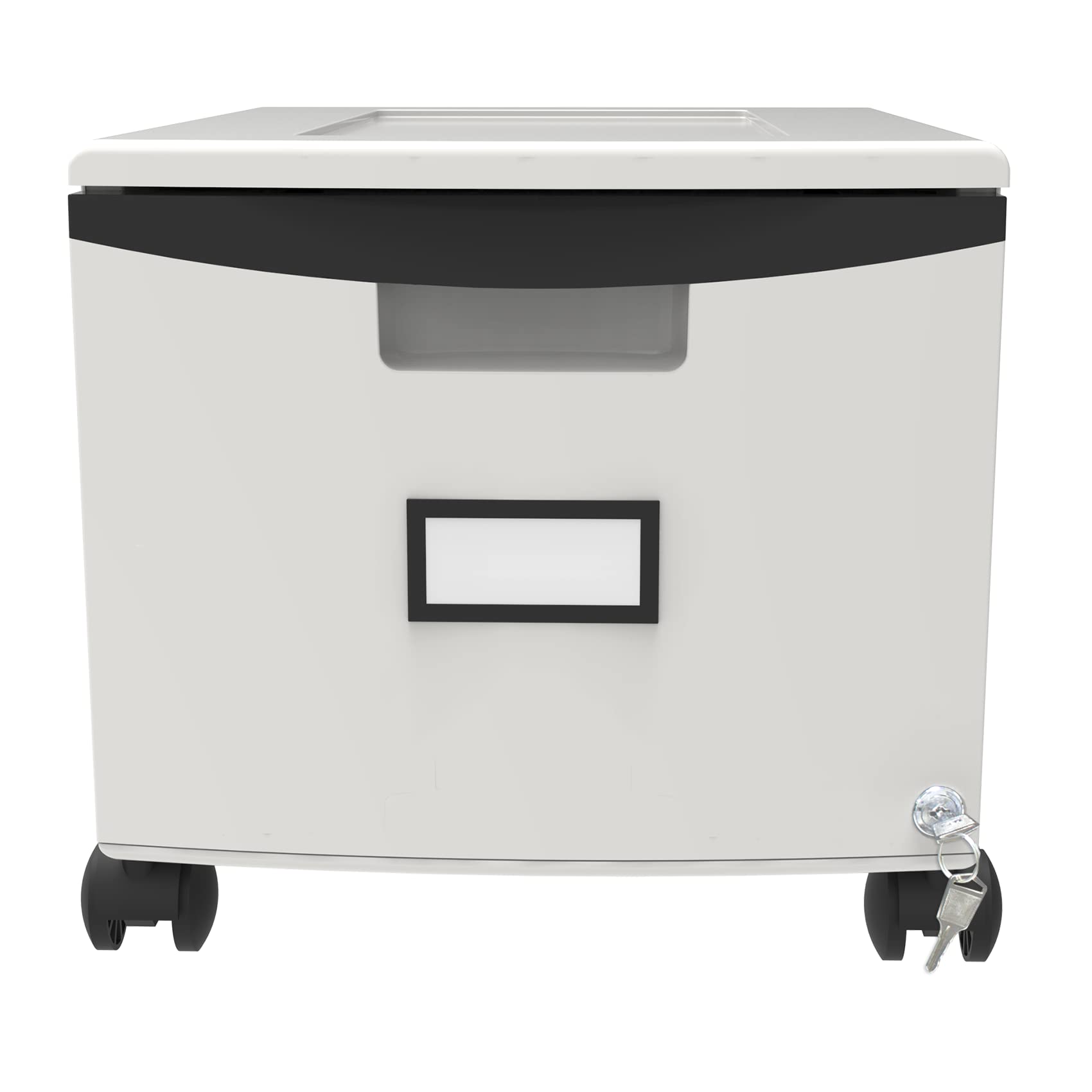 Storex Raccoglitore a un cassetto in plastica – Organizer per documenti con serratura con ruote, per casa e ufficio, grigio, 1 confezione (61266A01C)