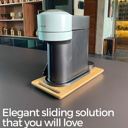 Ibyx Elegant Sliding Tray for Your Coffee Maker & Heavy Kitchen Appliances - Sturdy, Slides Easily from Under The Cabinet (Natural, Small- Long (7.5” X 14.5”))