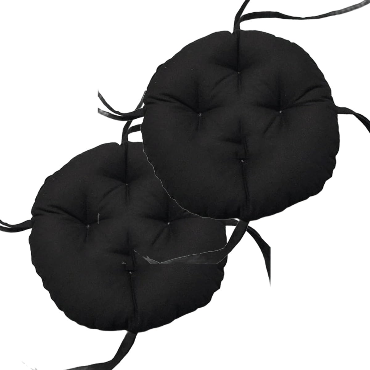Indoor Outdoor Chair Cushions Set Of 4/2/1, Seat Cushion Round Chair Cushions With Ties, Round Chair Pads For Dining Chairs, Bar Stool Cushions Bistro Chair Cushions Set For Patio(E10,2PCS 30x30X6cm)