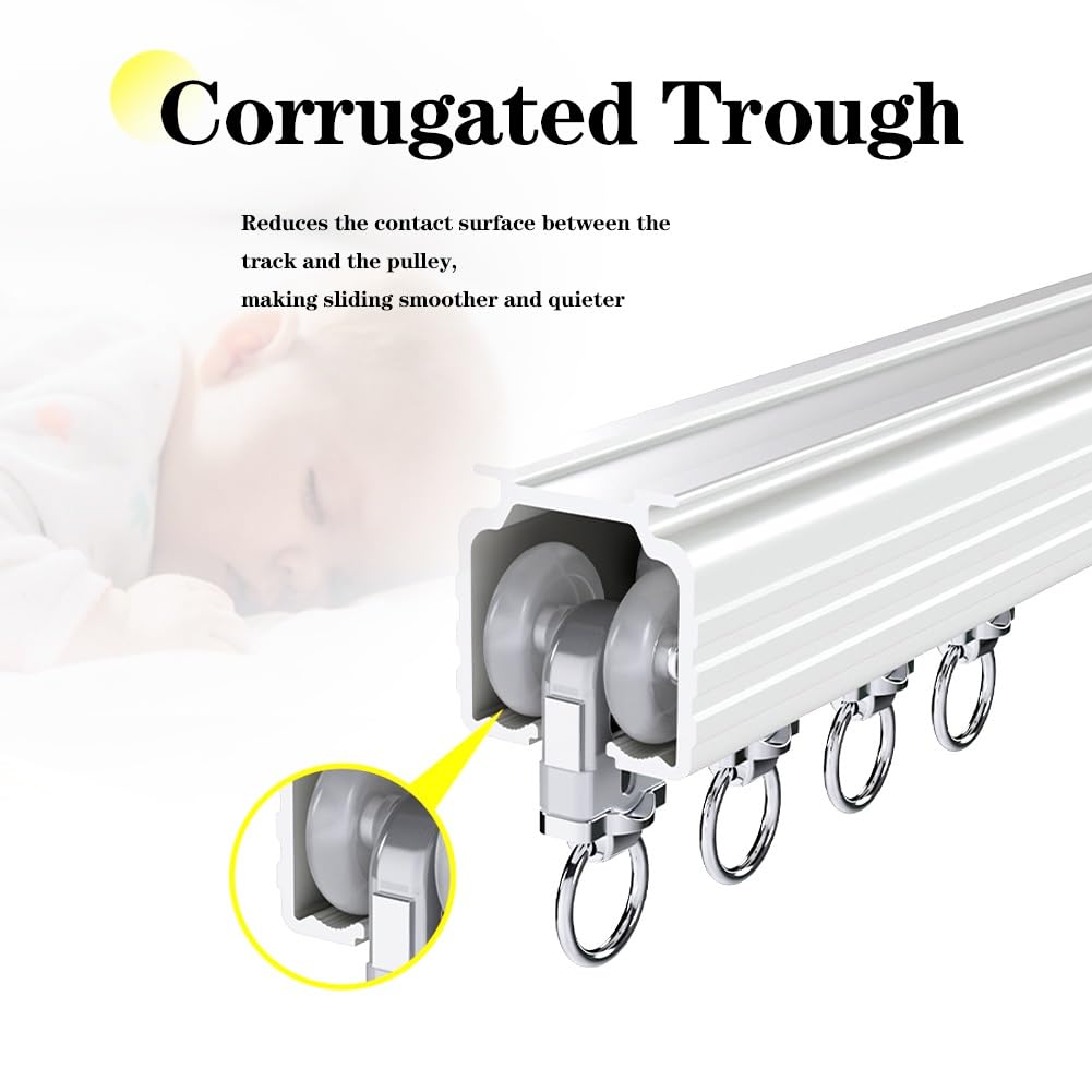 Tringle à Rideau Flexible Aluminium - 400cm - Fixation Plafond - Pour Fenêtres Courbes, Séparation
