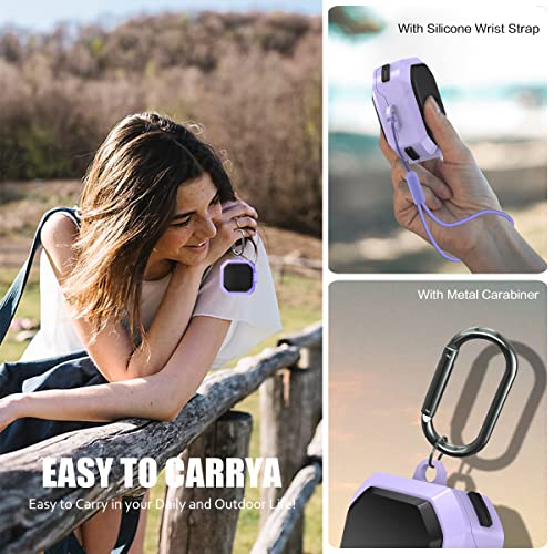 [With Lock] Armor Cover For Galaxy Buds Pro Case/Galaxy Buds 2 Case/Galaxy Buds Live Case,Shockproof Pc+Tpu Protective Cover For Samsung Buds 2/Buds Pro/Buds Live With Fashion Candy Keychain(Purple) #TOP5