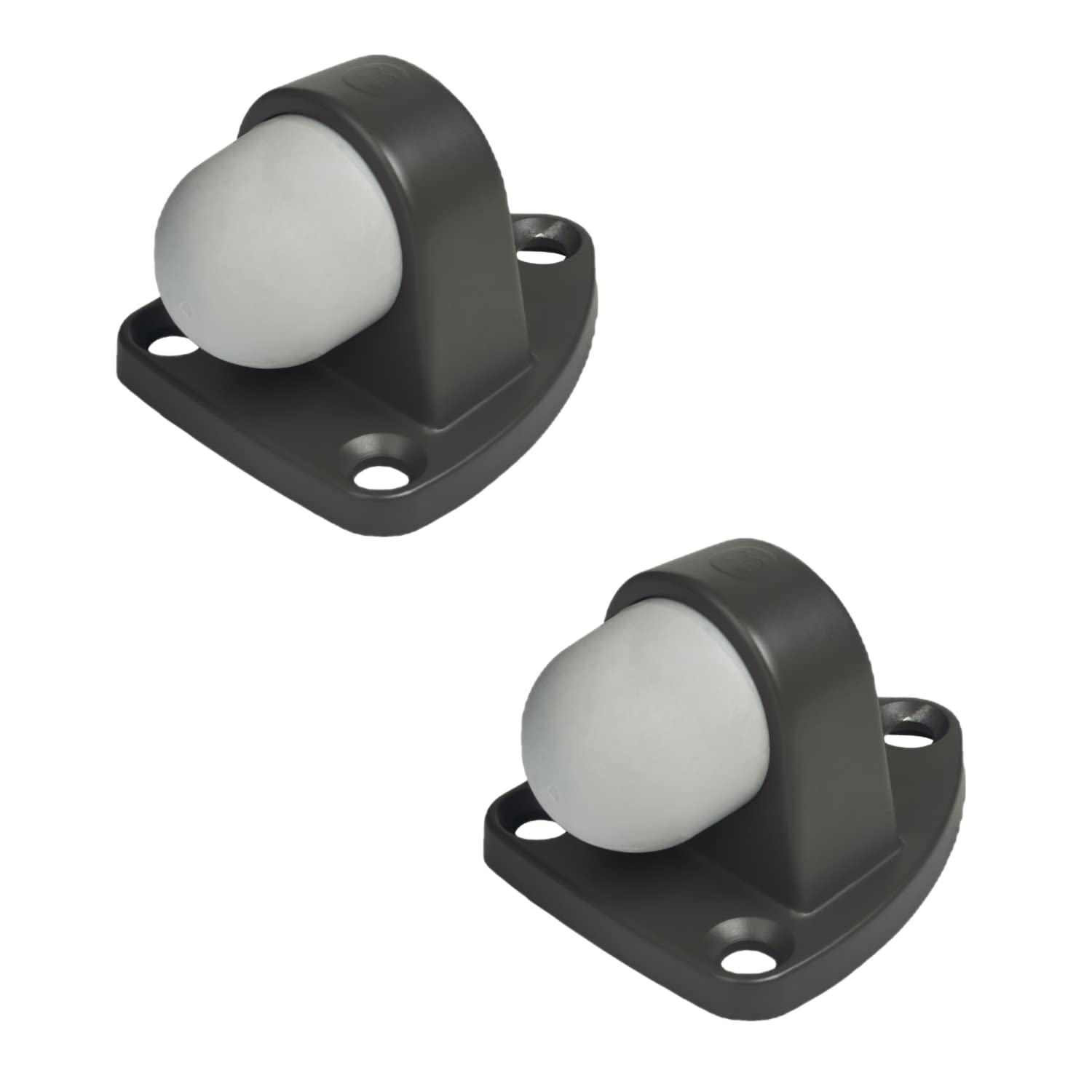 Tope de puerta de piso con almohadilla de goma, 2 unidades, tope de puerta en forma de círculo, protección de pared (2.7 pulgadas x 15 unidades, gris oscuro)