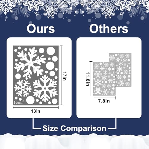 Ivenf Christmas Decorations Indoor Decor: 8 Sheets Extra Large White Snowflake Christmas Window Clings, Farmhouse Rustic Xmas Snowflake Decorations for Kids Home School Office Winter Holiday Party - image 4