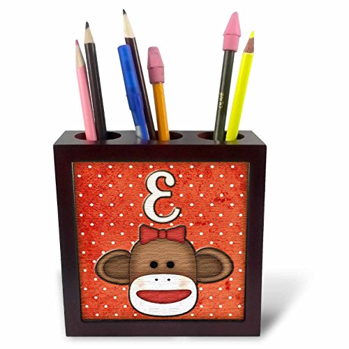 Singe mignon lettre E pot à stylos en carrelage lourd pour éviter les crayons renversés