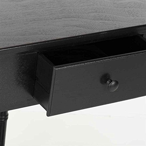 Image of SAFAVIEH Furniture - Gomez 1-Drawer Corner Table - Distressed Black - Solid Wood - Classic Corner Storage Design - Ideal for Entryway, Living Room, Home Office, 33.1 inchW x 17.3 inchD x 28 inchH (AMH5709B)