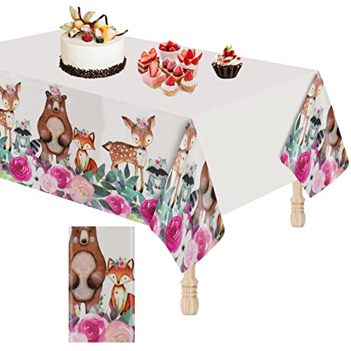 KEPMOV Mantel lavable Wild One - Mantel rectangular de PVC para mesa, vinilo limpio, impermeable, diseño de animales de safari de la selva, protector de mantel temático para fiestas al aire libre