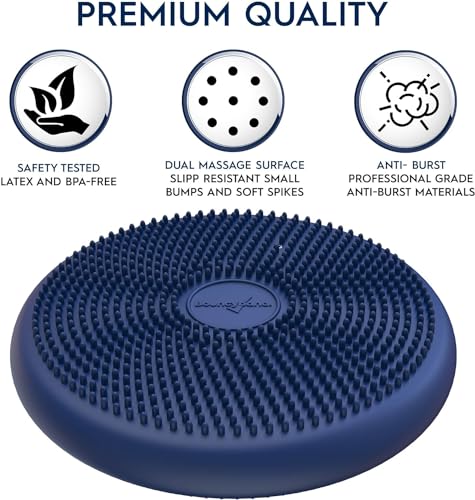 Image of Bouncyband - Wiggle Seat - 10 Pack - Blue, 13 inch D - Large Sensory Cushion for Kids Ages 6-18+ - Promotes Active Learning, Improves Student Productivity, Includes Easy-Inflation Pump