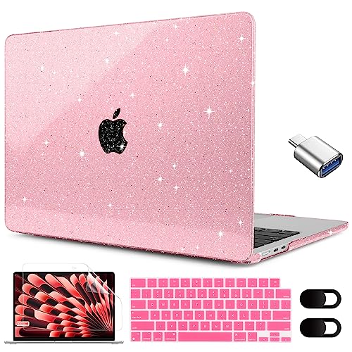 Funda MacBook Air 15 M2 brillante para estudiantes y oficina con protector de teclado
