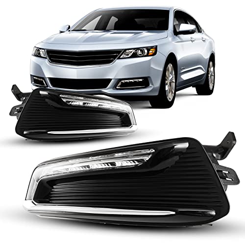 AUTOFREE LED DRL Fog Lights Compatible for Chevy Impala 2014-2020 (Not for 14-16 Impala limited models) Fog Lamp Assembly Wiring Kit & Switch Included 1 Pair (Clear Lens)